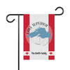 Garden flag with Lake Superior map, compass rose, and "The Smith Family" text.