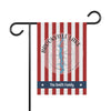 Garden flag with red and white stripes and Brookville Lake map.