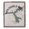 Nantahala Lake, North Carolina map with compass design on a fringed woven blanket.
