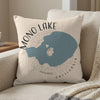 Pillow with Mono Lake, California map design and text.