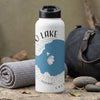 White water bottle with blue lake map and text "Big Bear Lake California."