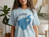 Light blue t-shirt with Lake Perris California graphic and compass rose design.