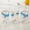 Three clear glasses featuring the Harlan County Lake map and Nebraska text.