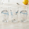 Three clear glasses feature "Fontana Lake" and a compass rose map of North Carolina.