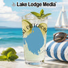 Glass with Lake Okeechobee map, lime, mint, and beach background.