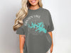 Canyon Lake Texas map graphic on a grey short sleeve shirt.