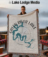 Woven blanket with Green River Lake map and Kentucky text design.