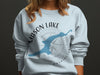 Light blue sweatshirt with Mason Lake map and compass graphic