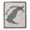 Woven blanket with map of Ross Barnett Lake and Mississippi text.