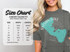 Comfort Colors 1717 heavyweight adult tee size chart with width and length measurements.