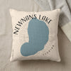 Newnans Lake Florida map pillow with text and copyright.