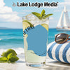 Glass of lime and mint drink with Minnesota outline on beach background.