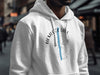 White hoodie with a compass graphic and "Hemlock Lake New York" text.