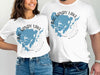 White t-shirts with Big Sandy Lake, Minnesota map and compass design.