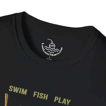 Lake Life T-Shirt | Boat Oars Life Preserver Anchor Letters Rustic Design | Fishing Water Skiing Gift Tee