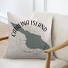 Catalina Island California map design on a light textured pillow.
