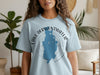 Light blue t-shirt with Lake Derwentwater map and compass design.