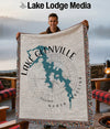Throw blanket featuring Lake Glenville, North Carolina map and compass design.