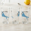 Three clear glasses with "Canyon Lake Arizona" map and compass graphic.