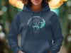 Dark blue hoodie with "Wright Patman Lake Texas" map and compass graphic.