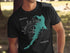 Black t-shirt with Lake Mead, Nevada map, compass, and text.