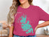 Pink t-shirt with Webster Lake Massachusetts map and compass design.