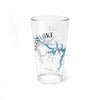 Clear pint glass with Kerr Lake map and compass design.