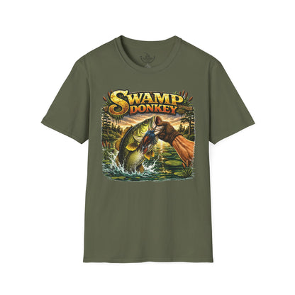 Swamp Donkey Bass Fishing Funny T-Shirt Ultra Soft | Vintage Largemouth Angler Shirt Father's Day