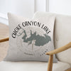 Choke Canyon Lake Texas map on a pillow with compass rose.