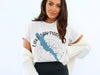 White t-shirt with blue Lake San Pablo map and compass graphic, text "CALIFORNIA".
