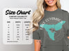 Comfort Colors 1717 heavyweight adult tee size chart with width and length measurements.