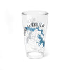 Clear glass pint glass with blue Lake Eufaula map, compass, and "Oklahoma" text.