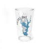 Clear glass pint glass featuring Moss Lake map and compass design.