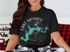 Black t-shirt with Lake Monroe Indiana map and compass graphic.