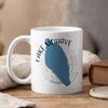 White mug with blue Lake Mohave map and compass graphic, Arizona text.