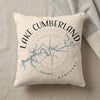 Cream pillow with Lake Cumberland map design and compass rose graphic.