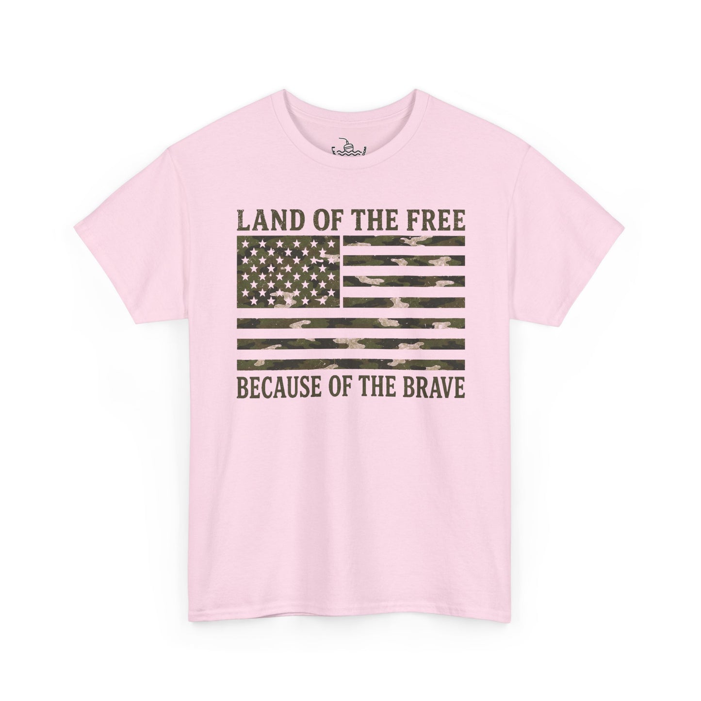 Land of the Free Because of the Brave T-Shirt | American Flag Tee | Patriotic Camo for Veterans and Fourth of July
