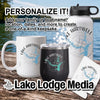 Personalized Lake Hartwell mug, tumbler, water bottle, and coaster set.