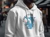 White hoodie with Lake Casitas, California map and compass graphic.