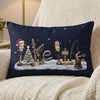 Christmas scene with oars, fishing rod, tree, bear, and candy cane anchor.