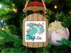 Wooden sled ornament with "Merry Christmas From Floyd Lake" text on white background.