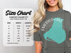 Comfort Colors 1717 heavyweight adult tee size chart with width and length measurements in inches.