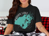Black t-shirt with Indian Lake map graphic and compass rose, "INDIAN LAKE OHIO".