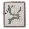 Kaw Lake Oklahoma map on a woven throw blanket with compass rose graphic.