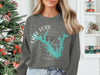 Dark gray sweatshirt with turquoise Lake Fork map and compass design, reading "LAKE FORK TEXAS".