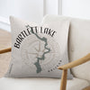 Throw pillow with Bartlett Lake map and compass rose design, Arizona text.
