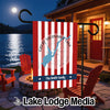 Garden flag with Great Sacandaga Lake silhouette and "The Smith Family" personalization.