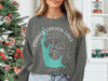 Gray sweatshirt with Parker Canyon Lake Arizona map and compass graphic.
