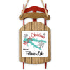 Wooden sled ornament with "Merry Christmas From Fellows Lake" and map design.