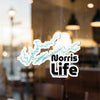 Norris Life sticker with a map outline of Norris Lake and copyright text.